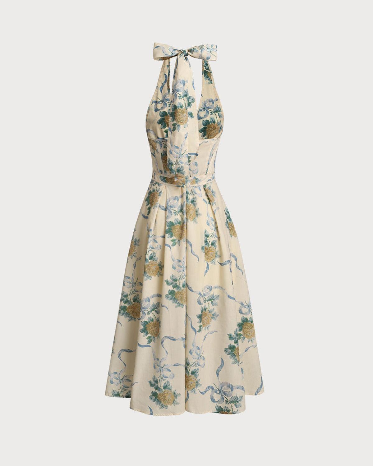Yellow Floral Strapless Midi Dress Product Image