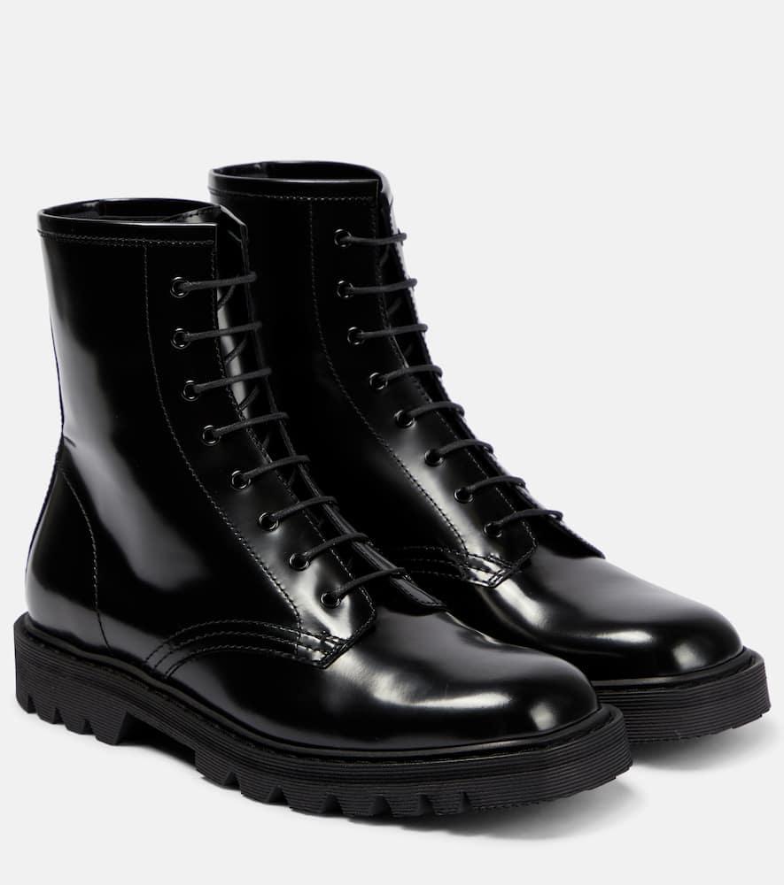 THE ROW Ranger Patent Leather Combat Boots In Black Product Image