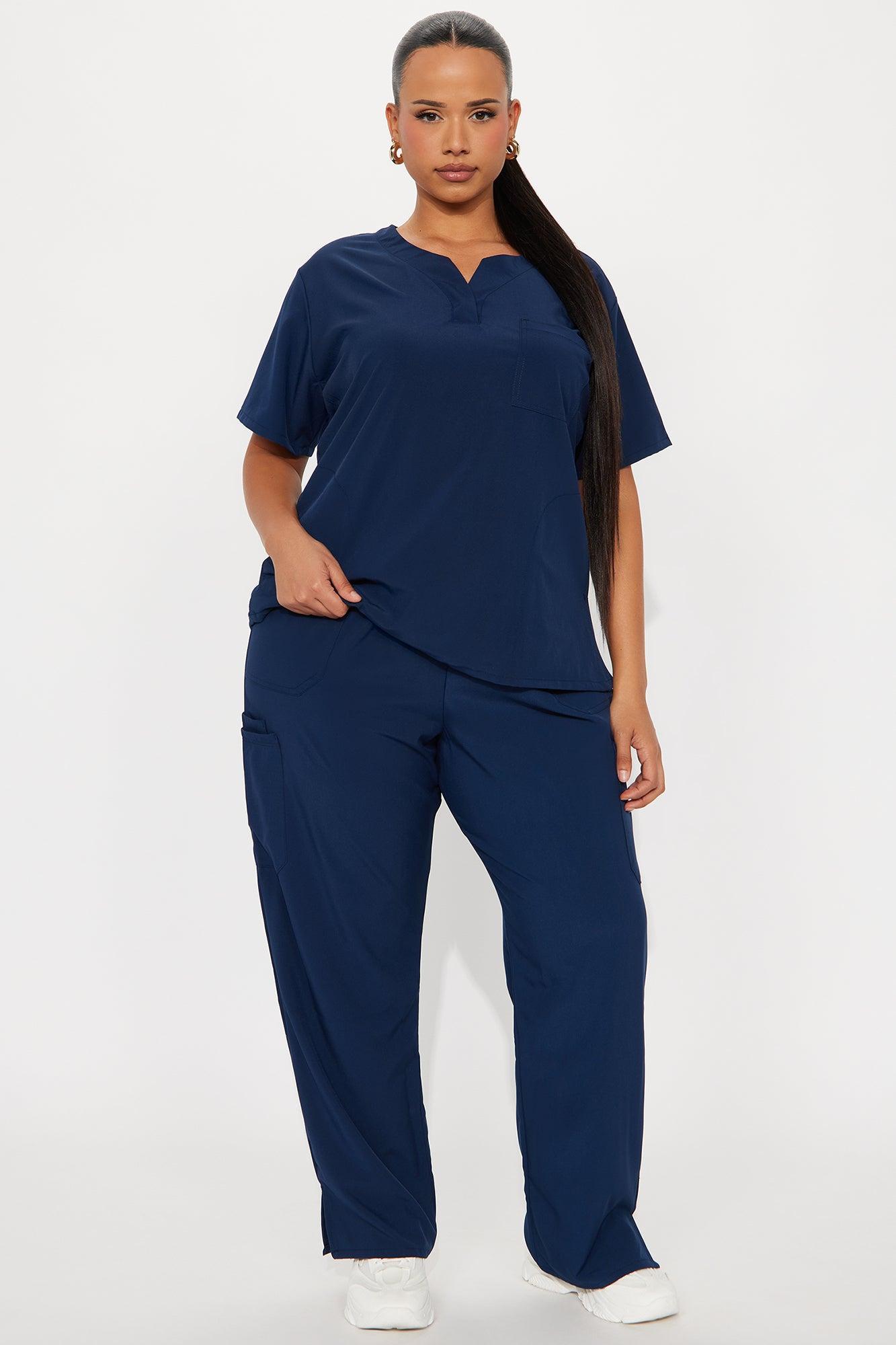 Work Call 4 Way Stretch Uniform Scrub Pant Set - Navy Female Product Image