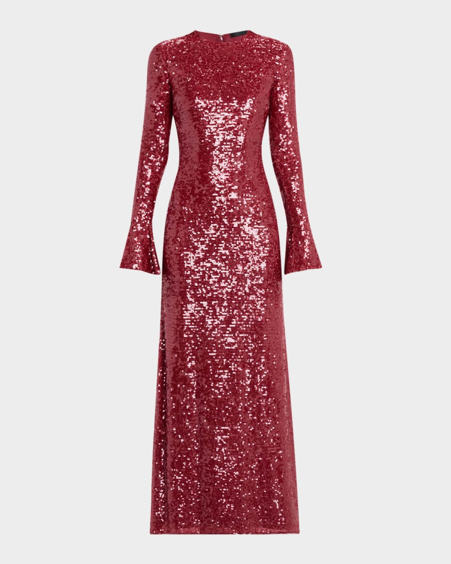 Sequined Flare-Sleeve Gown Product Image