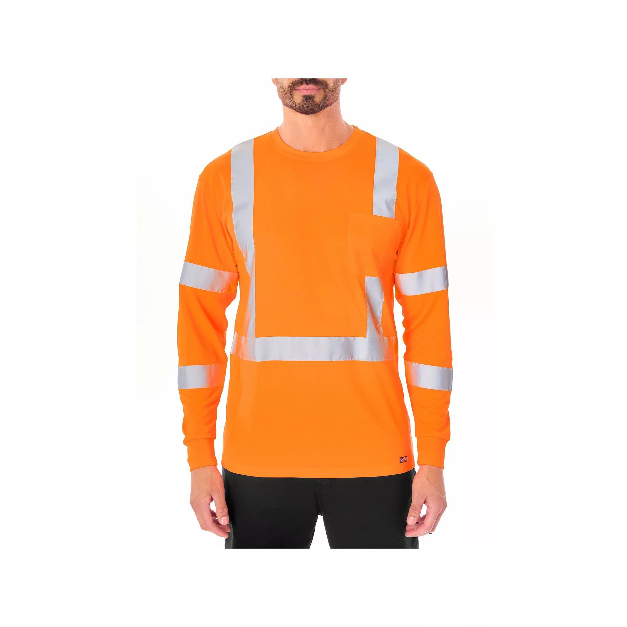 Men's Smith's Workwear Long Sleeve High-Visibility Reflective Safety Tee,  Product Image