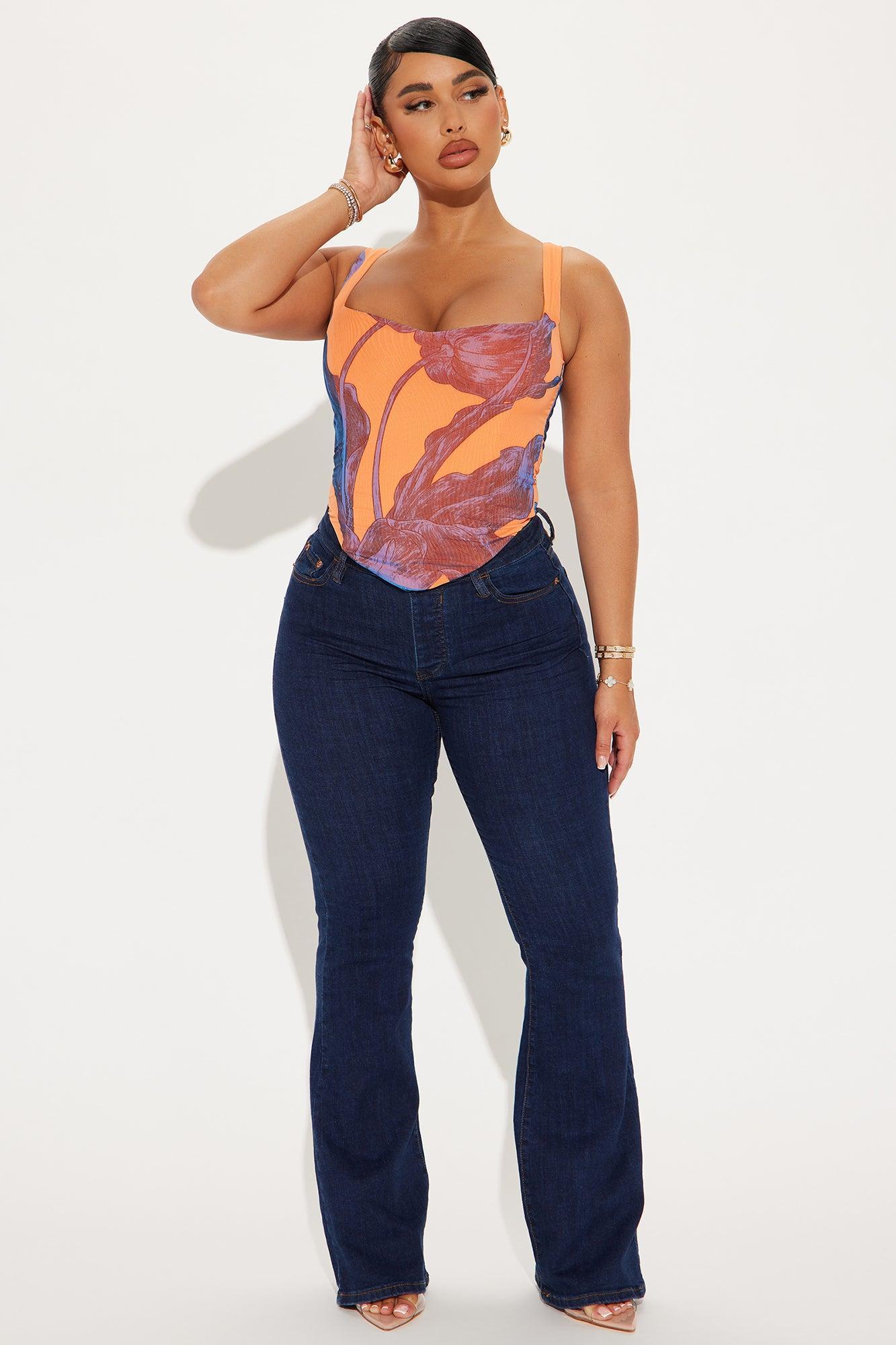 Vacations Calling Mesh Corset Top - Orange/combo Product Image