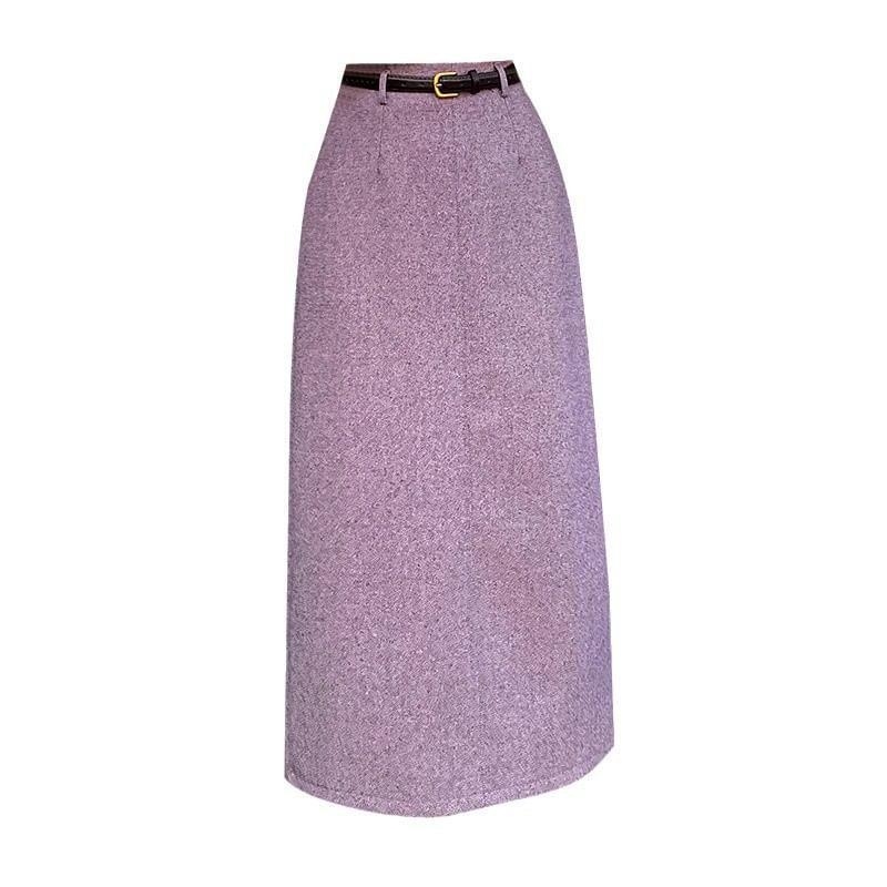 High Rise Slit Midi H-Line Skirt Product Image