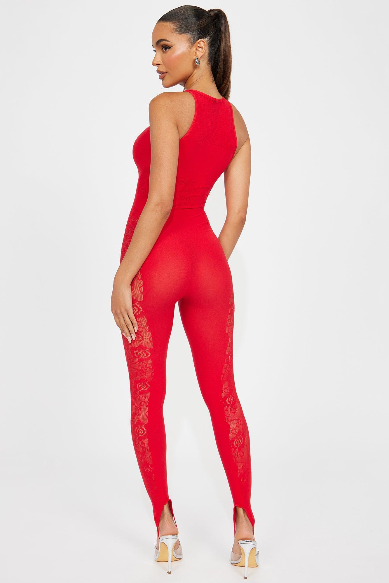 Alone In The Night Seamless Jumpsuit - Red Product Image