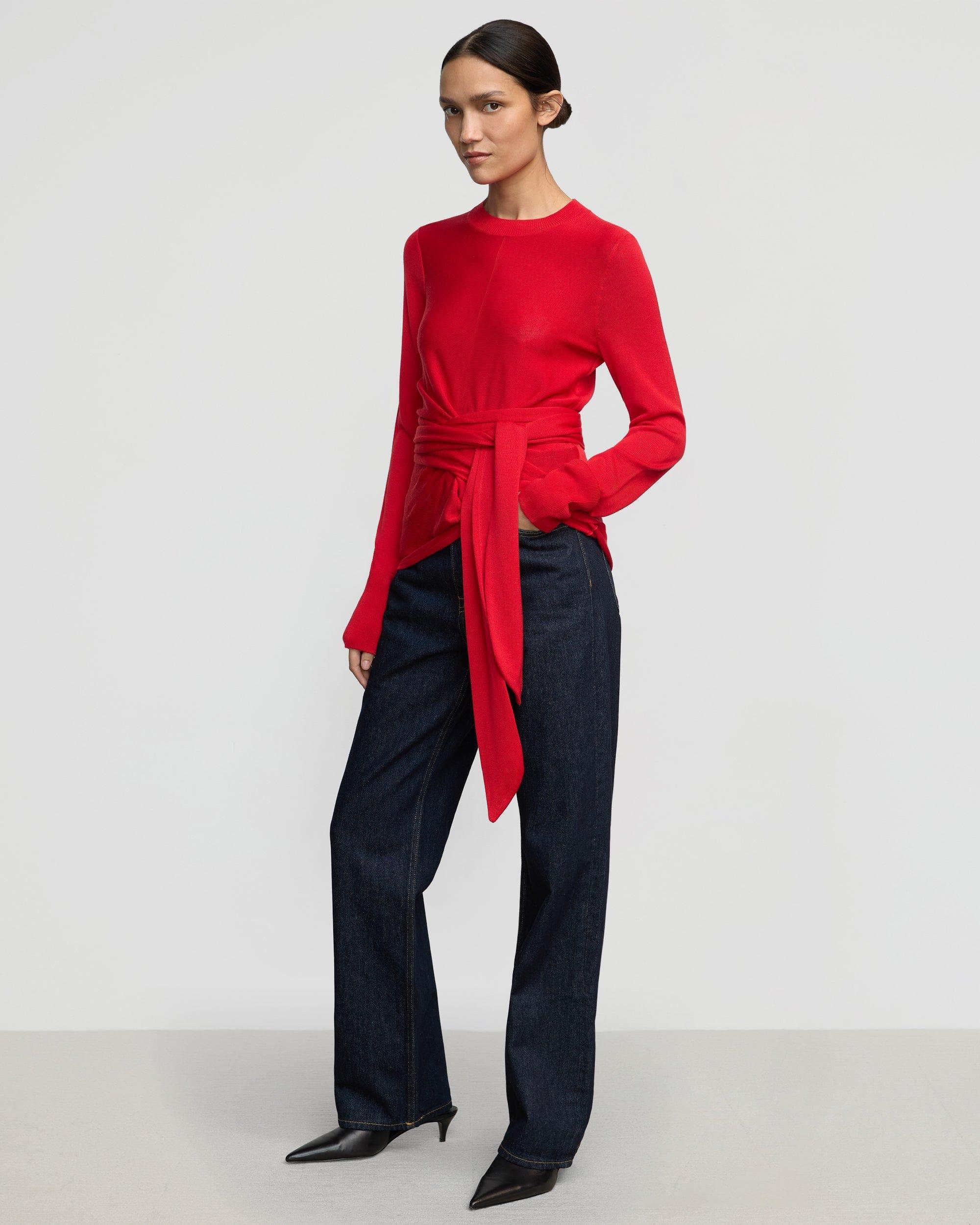 Robin Tie-Front Tencel-Wool Sweater Product Image