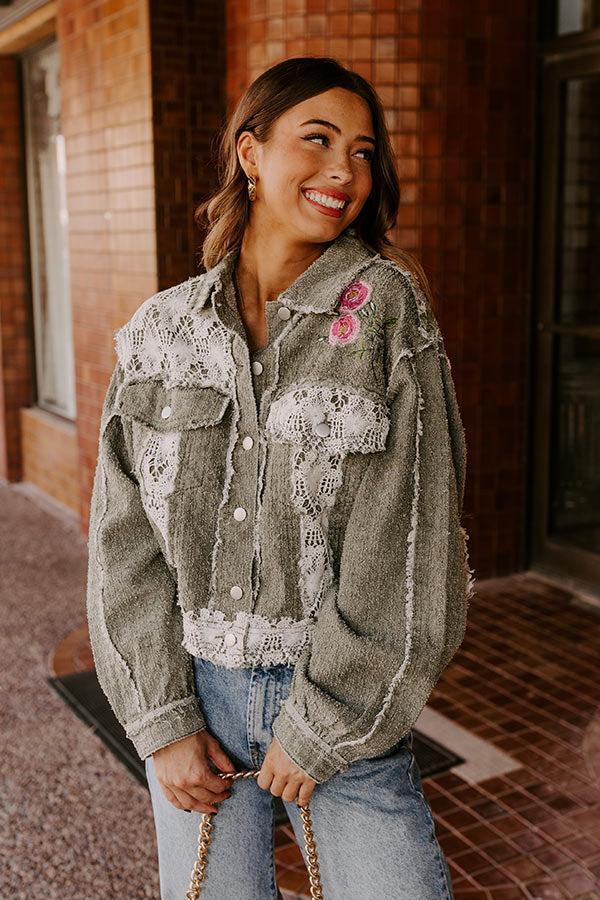 Boho Lifestyle Embroidered Jacket in Sage Product Image