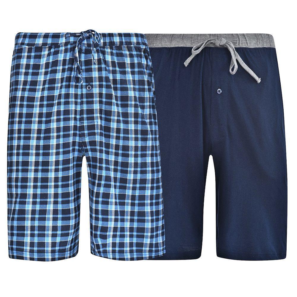 Big & Tall Hanes® 2-pack Knit Pajama Shorts, Men's, Size: 4XL, Navy Blue Plaid Product Image