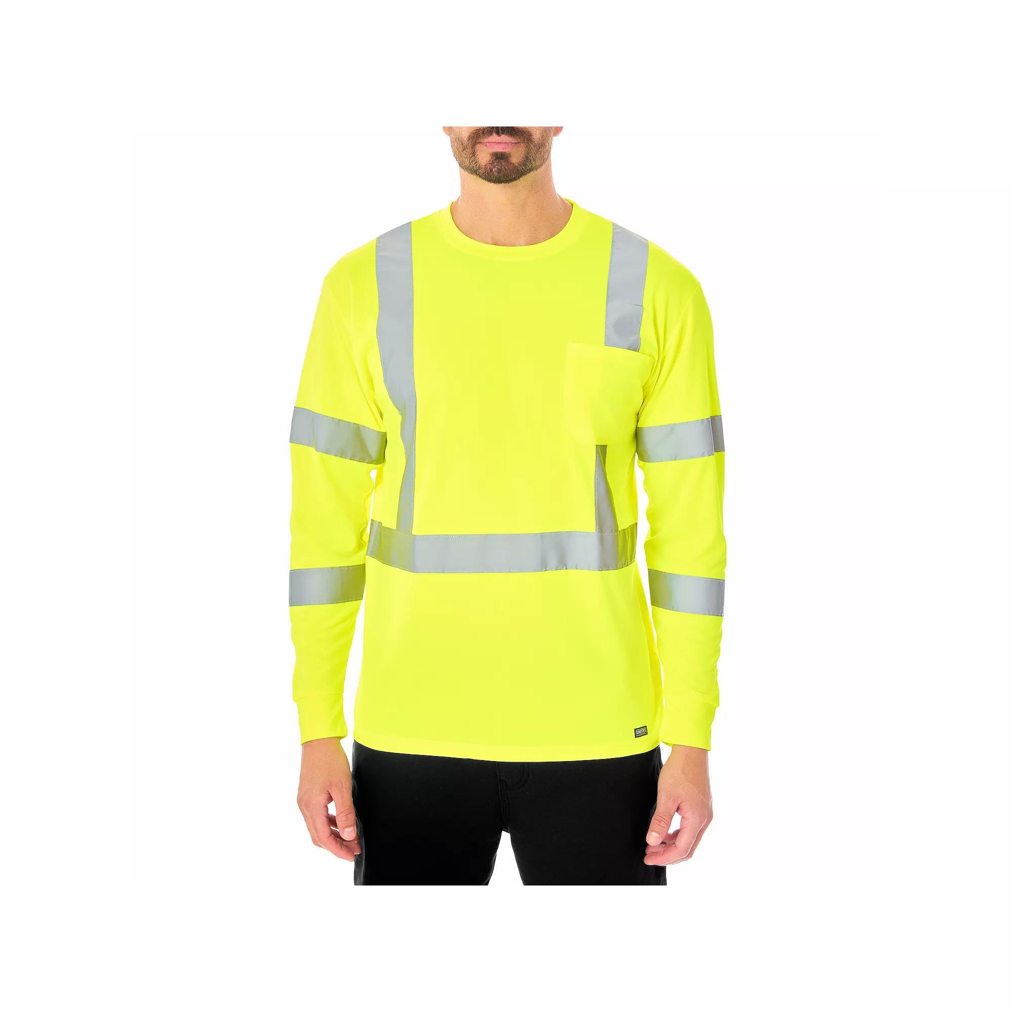 Men's Smith's Workwear Long Sleeve High-Visibility Reflective Safety Tee,  Product Image
