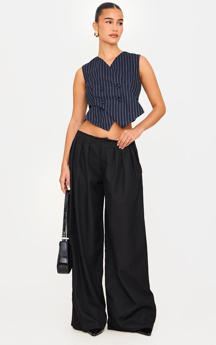 Navy Pinstripe Asymmetric Vest Product Image