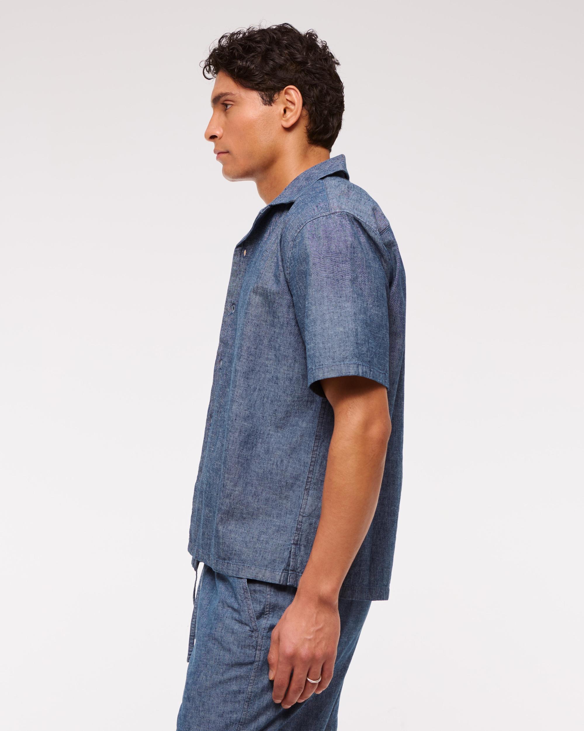 Camp Collar Summer Linen-Blend Shirt Product Image