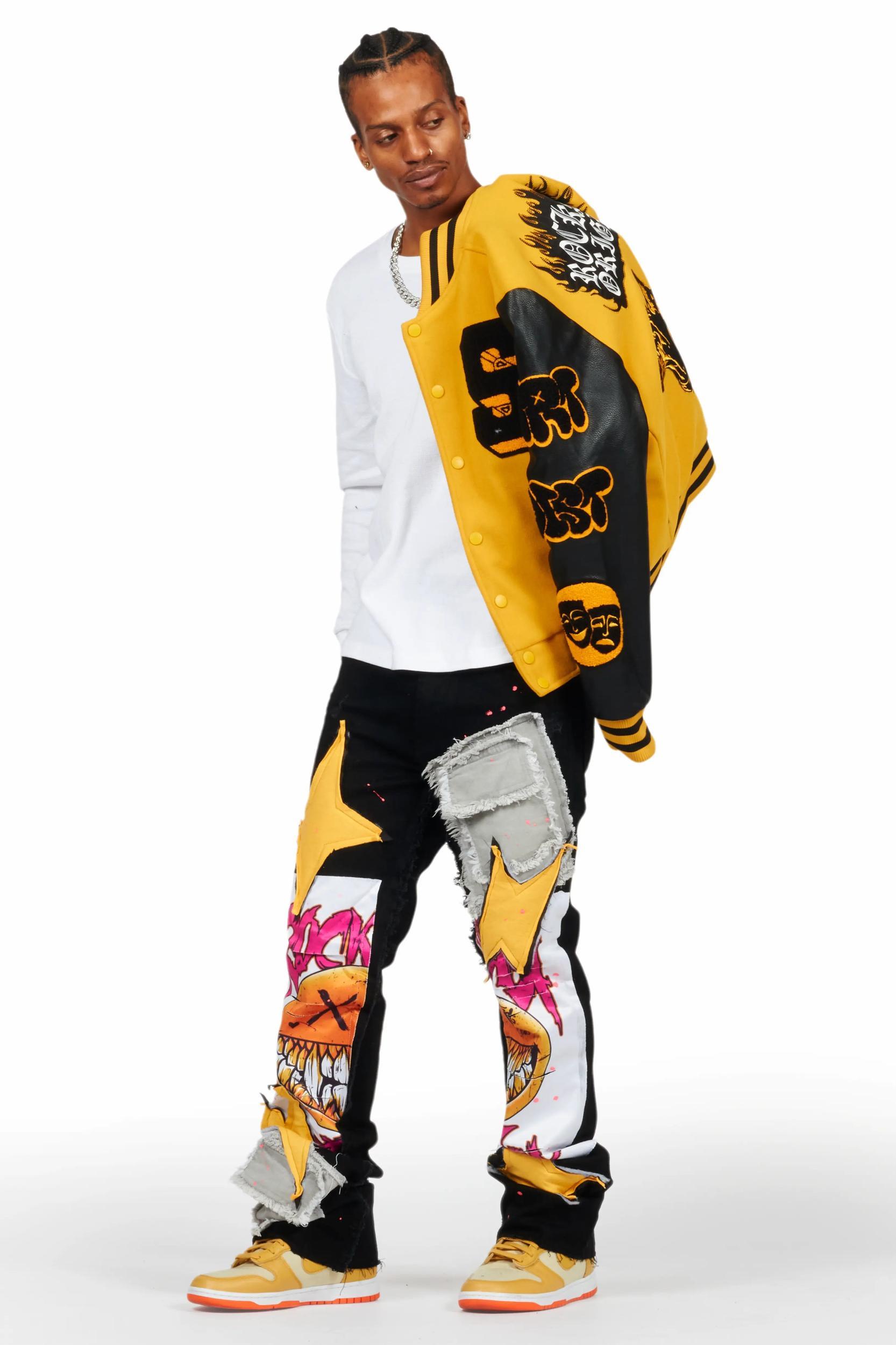 Leslaw Yellow/Black Varsity Jacket Male Product Image