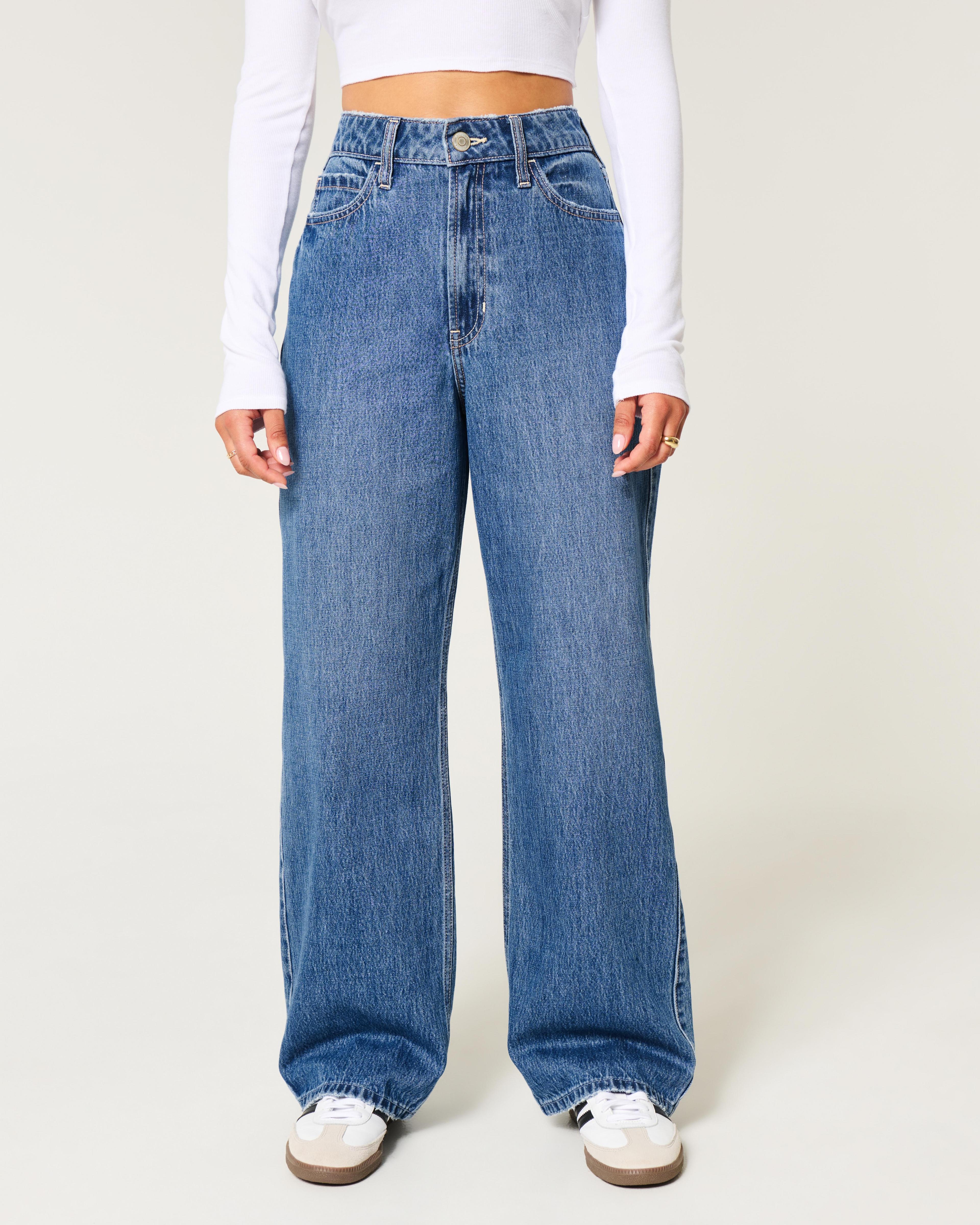 Ultra High-Rise Medium Wash Baggy Jeans Product Image