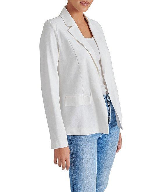 Steve Madden Payton Front Notch Neck Long Sleeve Linen Blazer Product Image