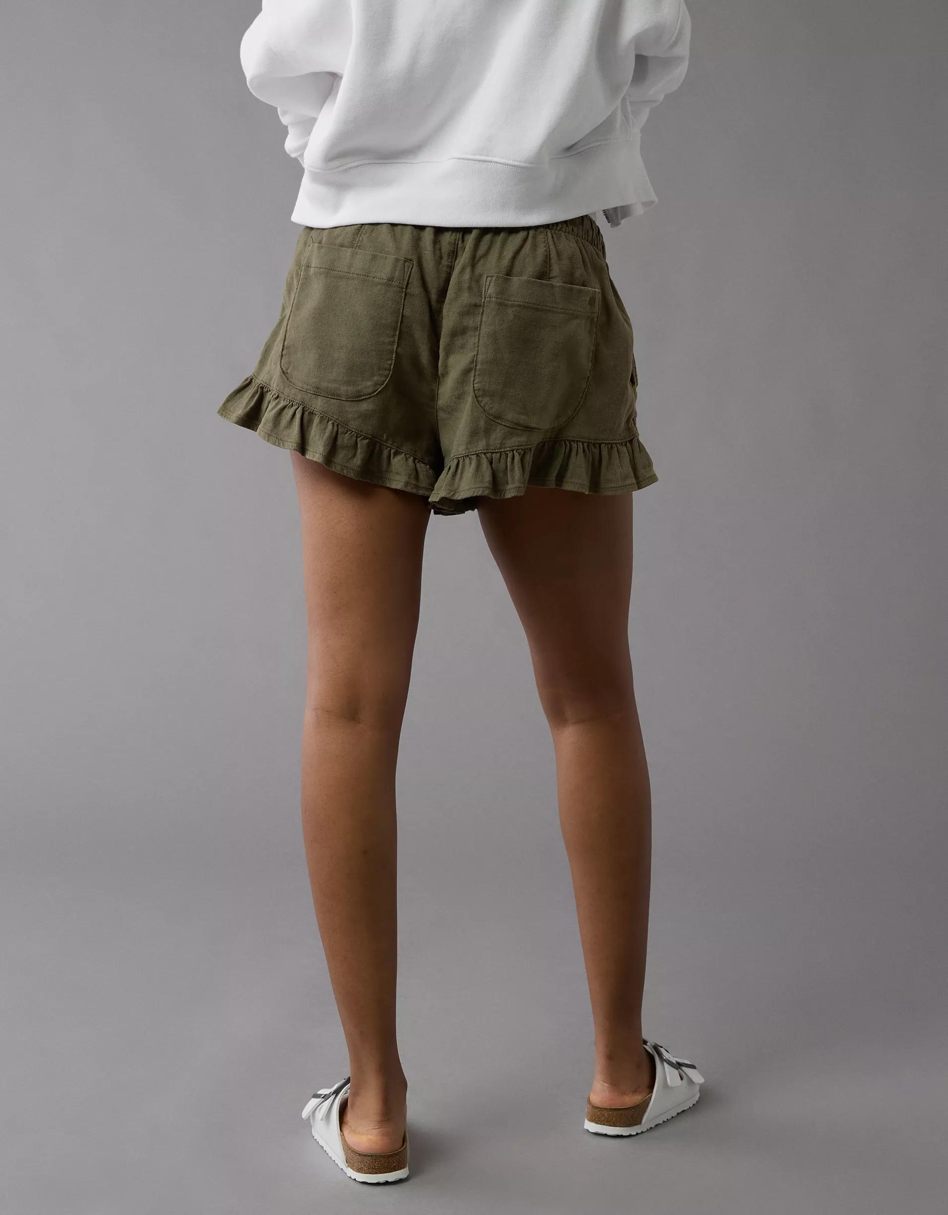 AE Stretch Linen-Blend Ruffle Short Product Image