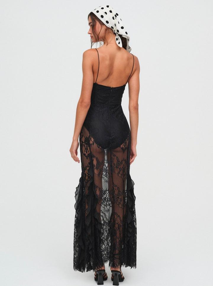 Shirley Lace Maxi Dress — Black Product Image