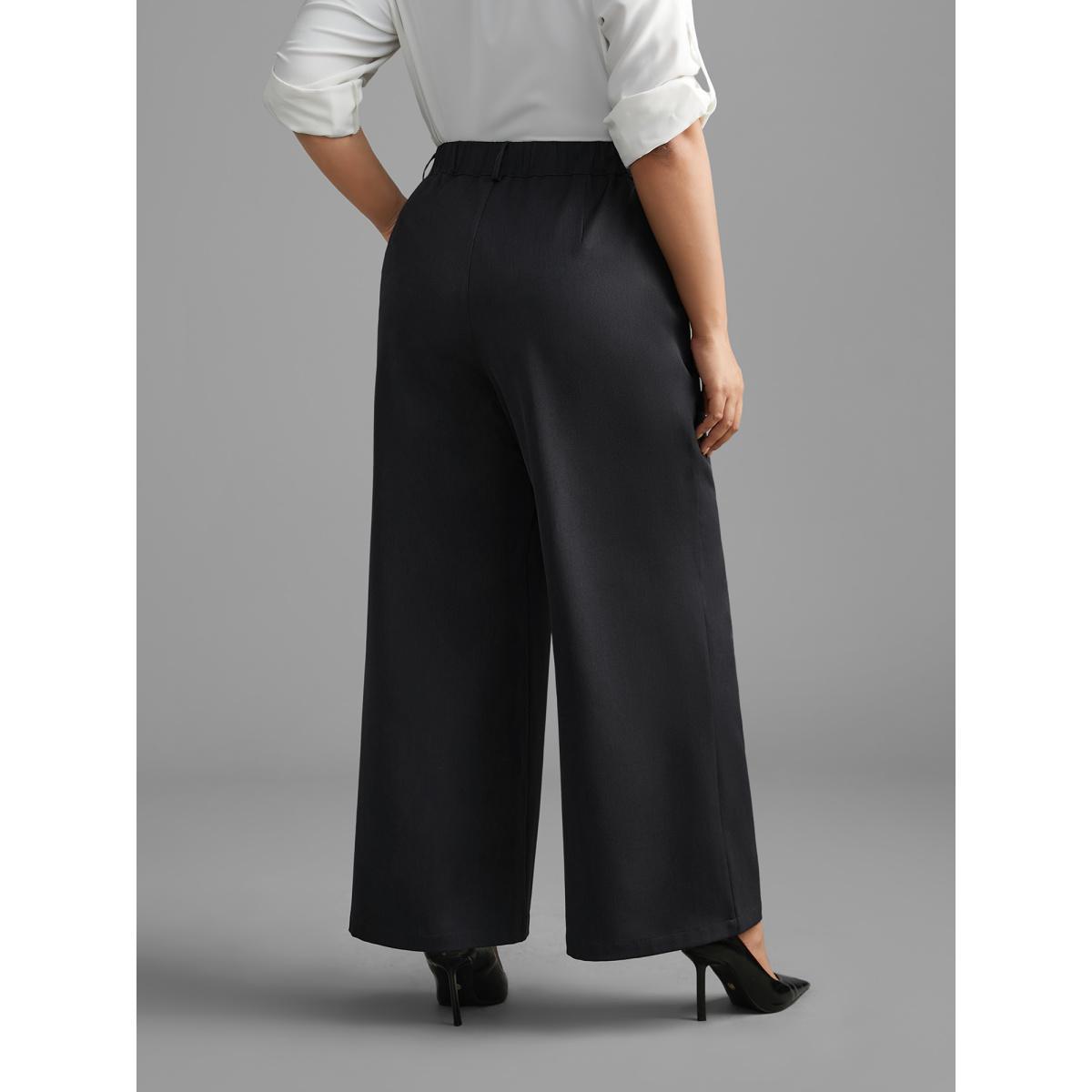 Plus Size Stretchy Woven Button Detail Bootcut Pants Women DimGray Workwear Essentials Bootcut Mid Rise Office Pants BloomChic 18-20/2X Product Image