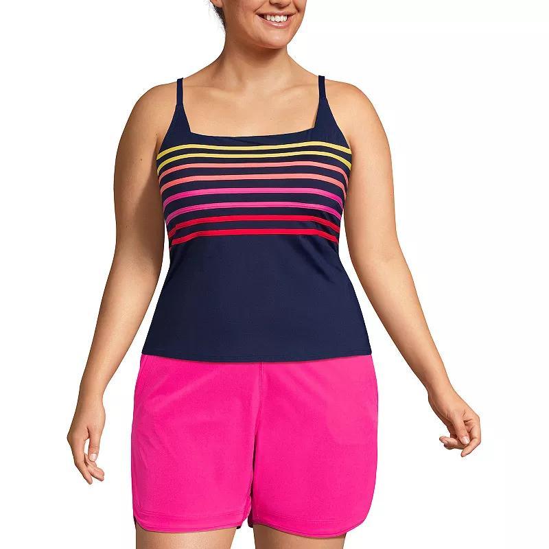 Plus Size Lands End Chlorine Resistant Square Neck Tankini Swimsuit Top, Womens Product Image