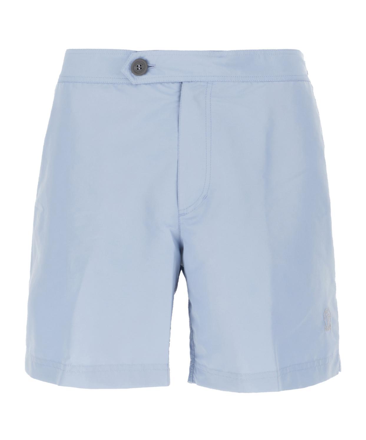 BRUNELLO CUCINELLI Logo-embroidered Swim Shorts In Blue Product Image