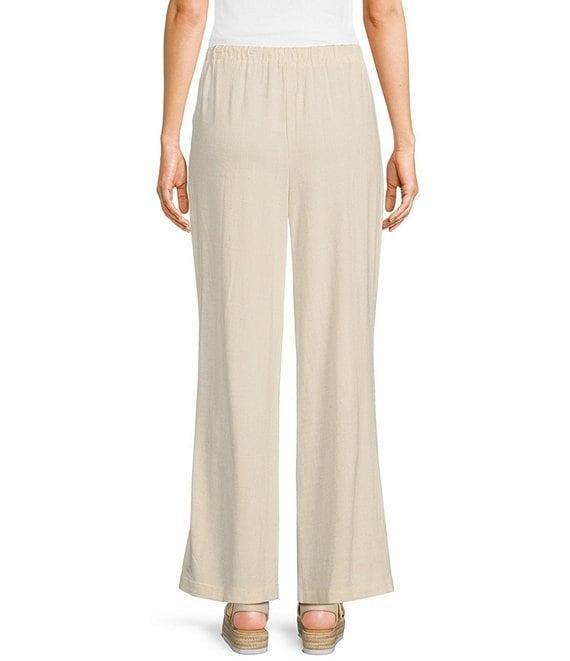 Honey & Sparkle Washed Linen Mid Rise Elastic Waist Flat Front Pants Product Image