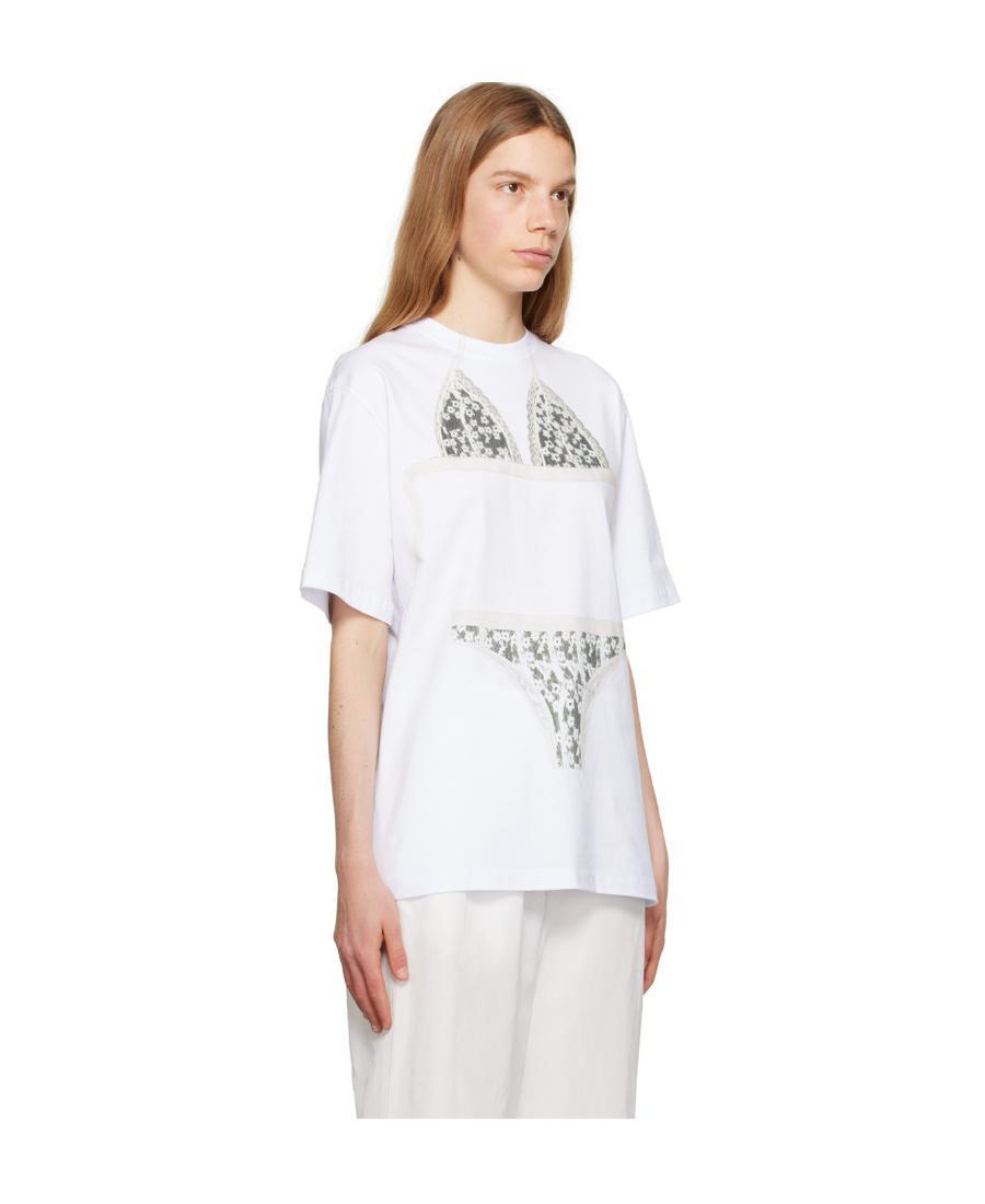 MSGM Plain Knitted T-shirt In White Product Image