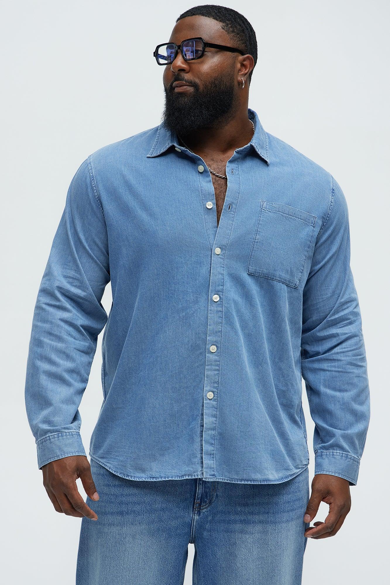 Chambray Long Sleeve Shirt - Medium Wash Product Image