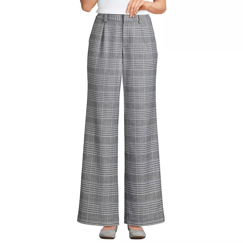 Petite Lands' End Brushed Flannel High-Rise Pleated Wide Leg Pants, Women's,  Product Image
