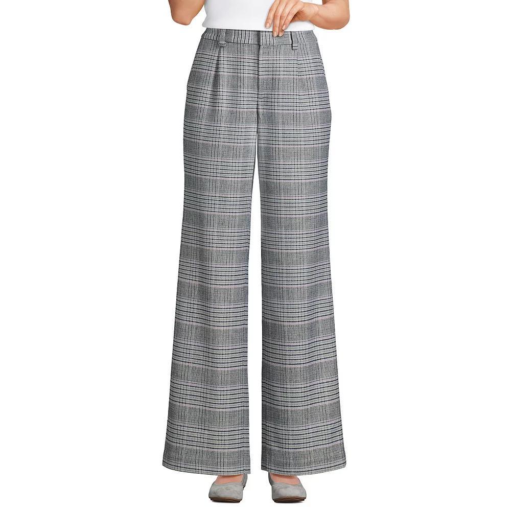 Petite Lands' End Brushed Flannel High-Rise Pleated Wide Leg Pants, Women's,  Product Image