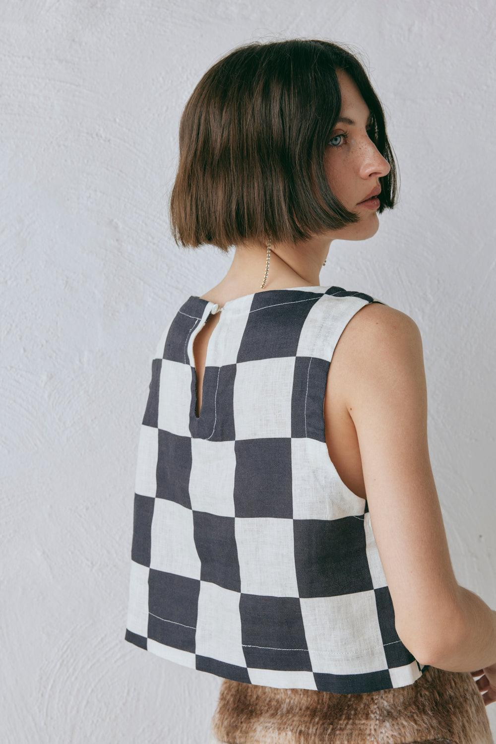 Naya Linen Top Check Product Image