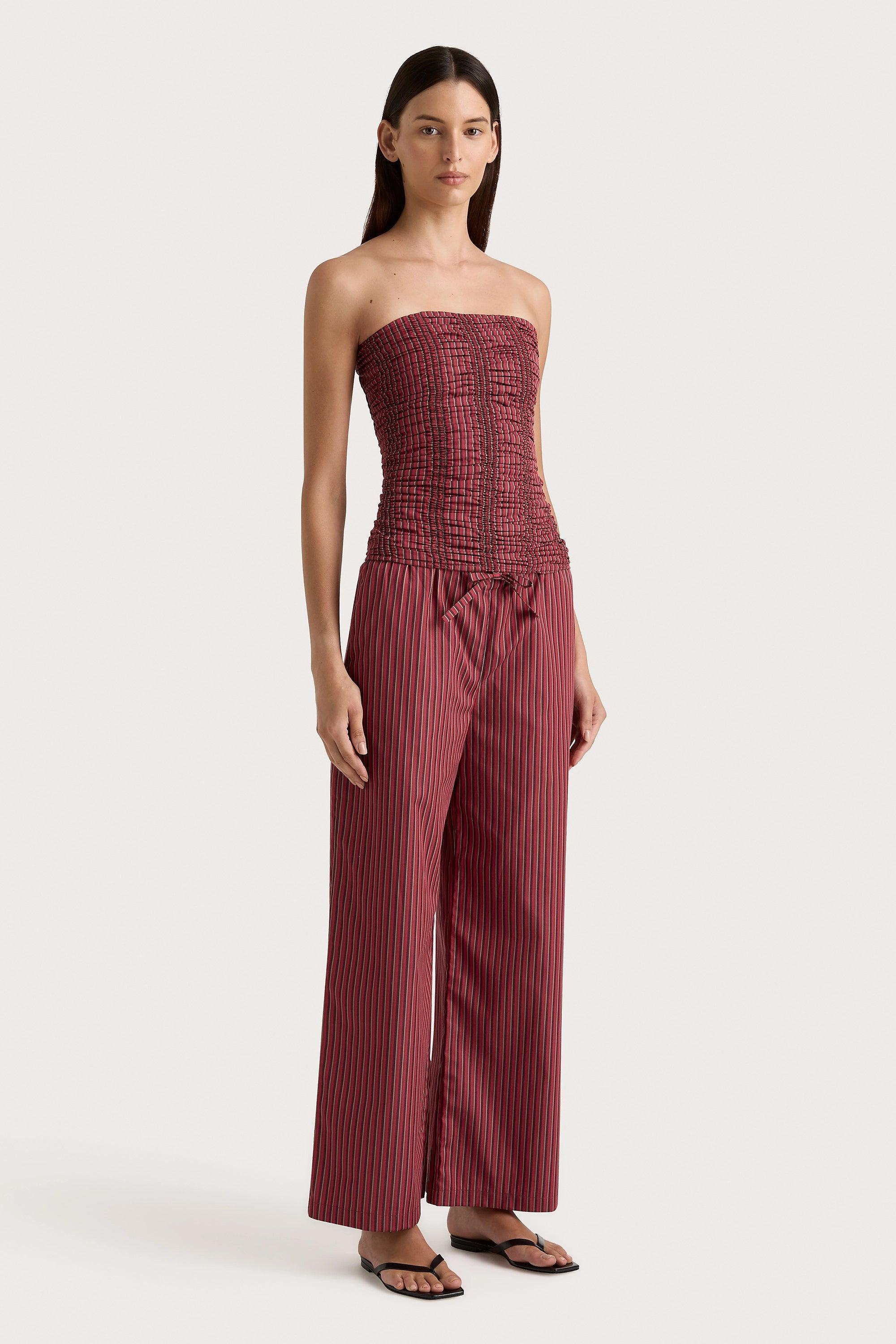 Freja Pant Wine Stripe Product Image