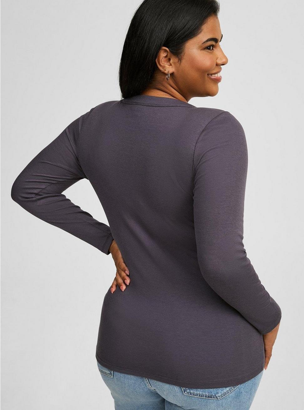 Ribbed V-Neck Long Sleeve Top Product Image