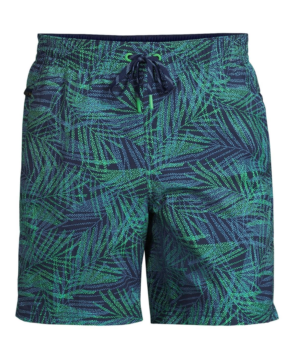 Mens Lands End 7-in. Volley Swim Trunks Lime Green Colorblock Product Image