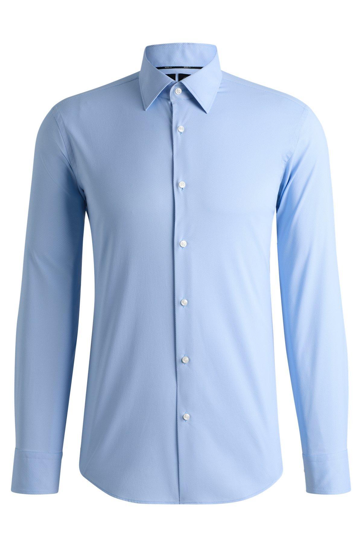Regular-fit shirt in structured stretch fabric Product Image