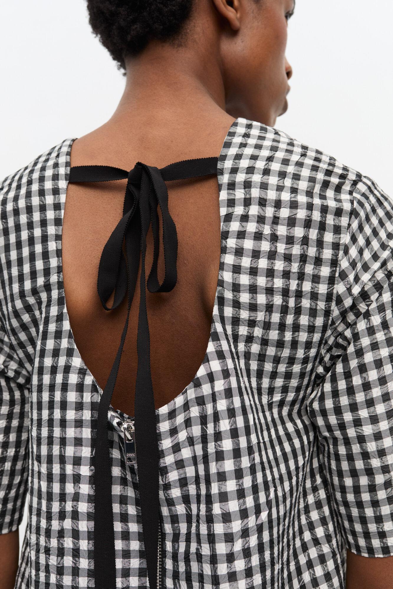 Crinkled Check Mini Dress Product Image