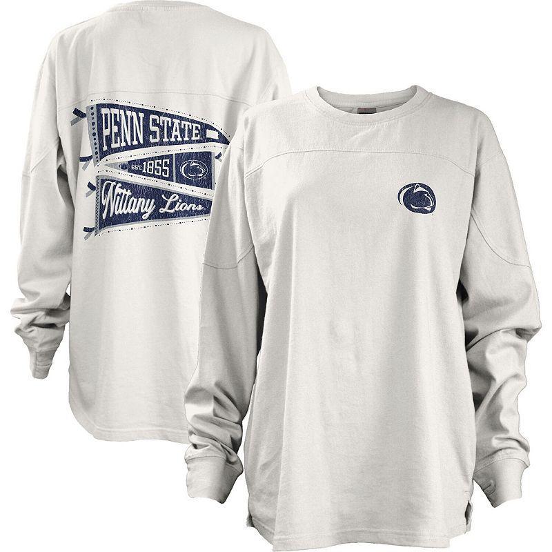 Womens Pressbox Penn State Nittany Lions Pennant Stack Oversized Long Sleeve T-Shirt Product Image