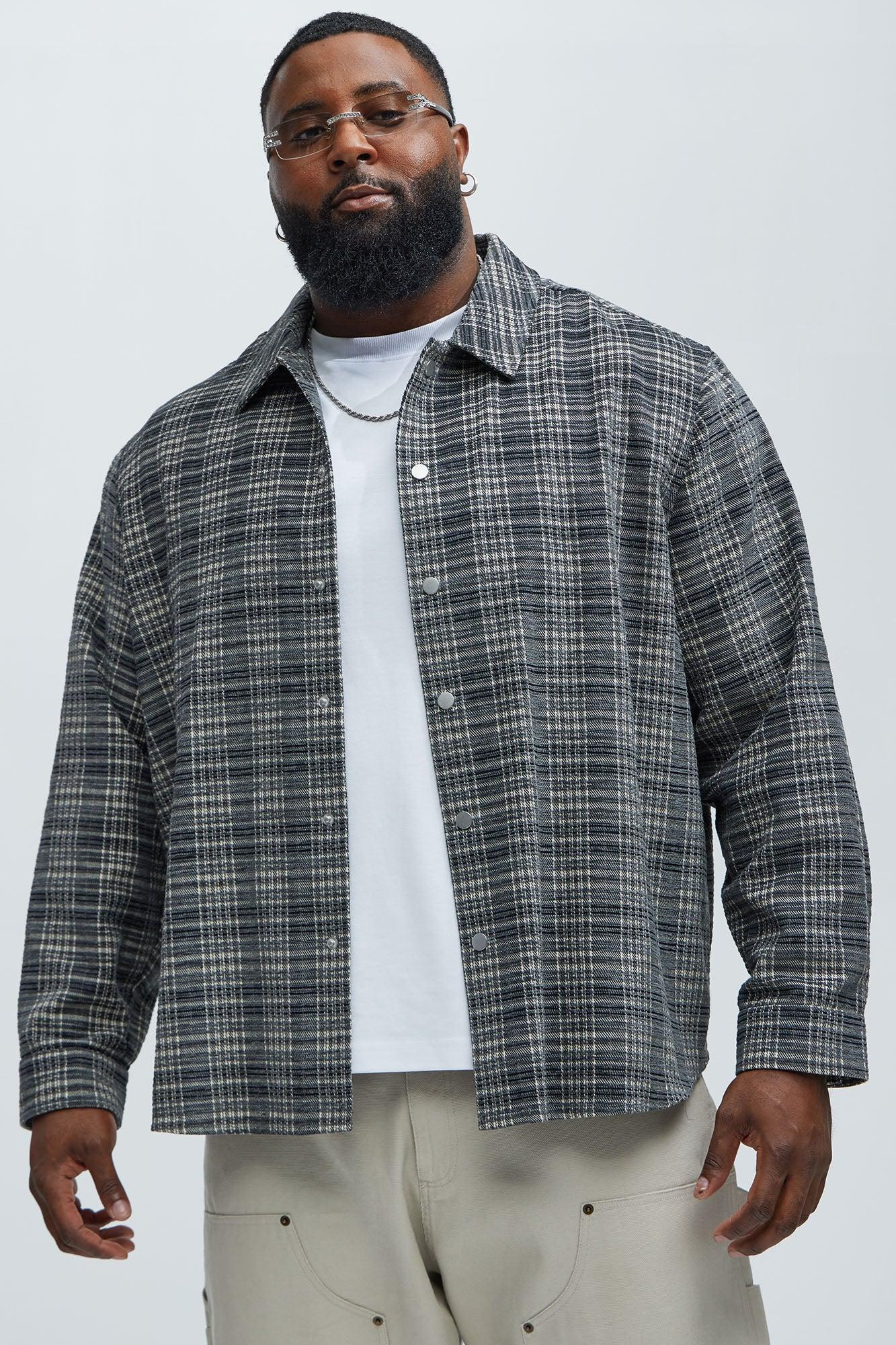 Walter Textured Plaid Button Up Shirt - Black/combo Product Image