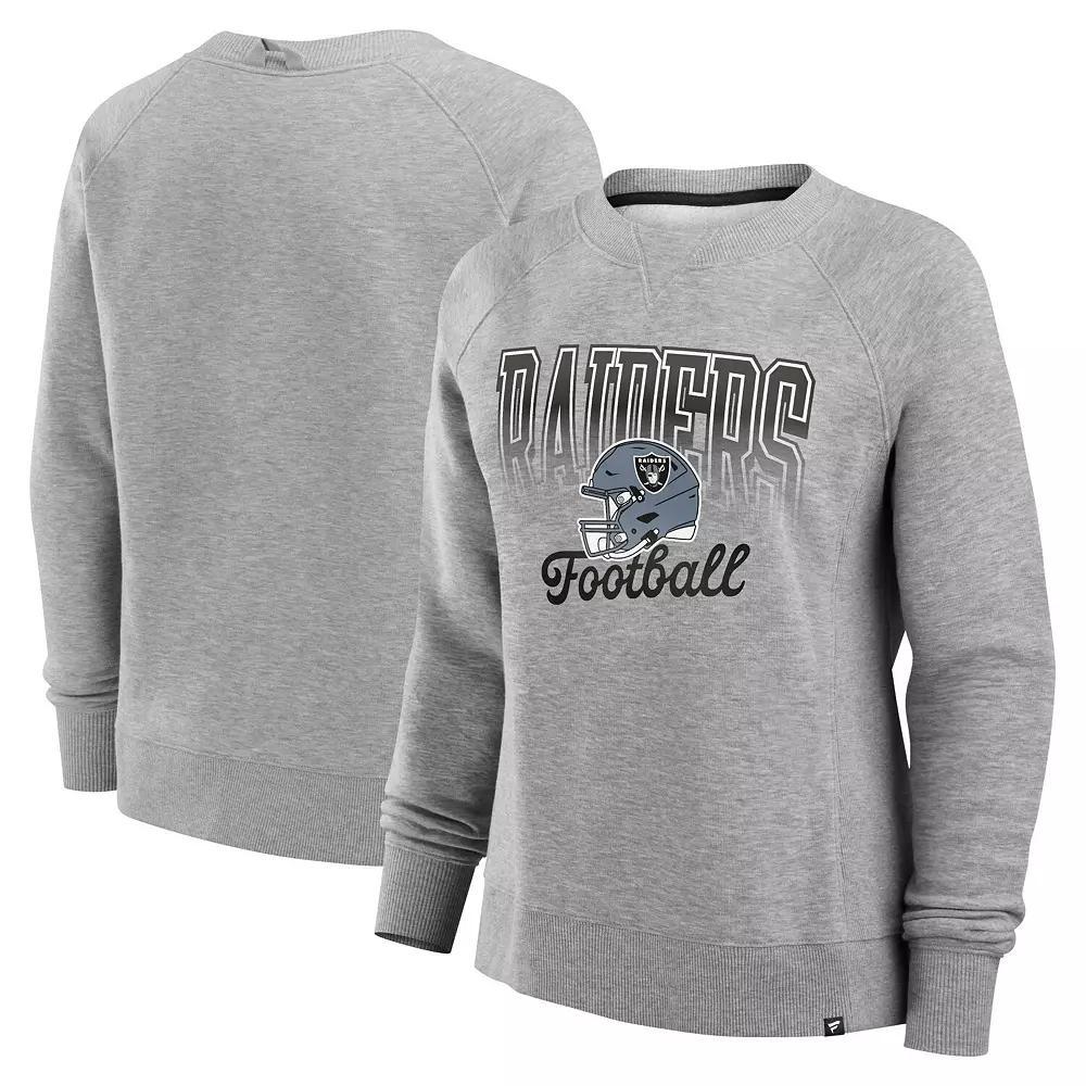 Women's Fanatics Heather Gray Las Vegas Raiders Hit Hard Fleece Pullover Sweatshirt,  Product Image