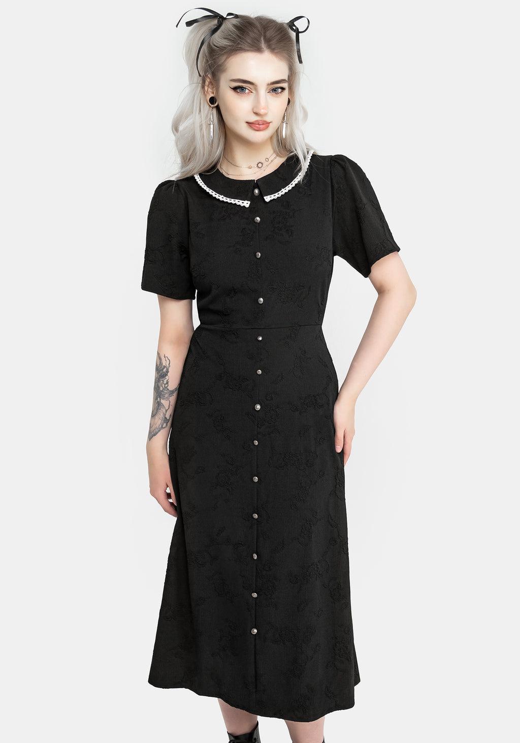 Medea Button Front Collared Midi Dress Product Image