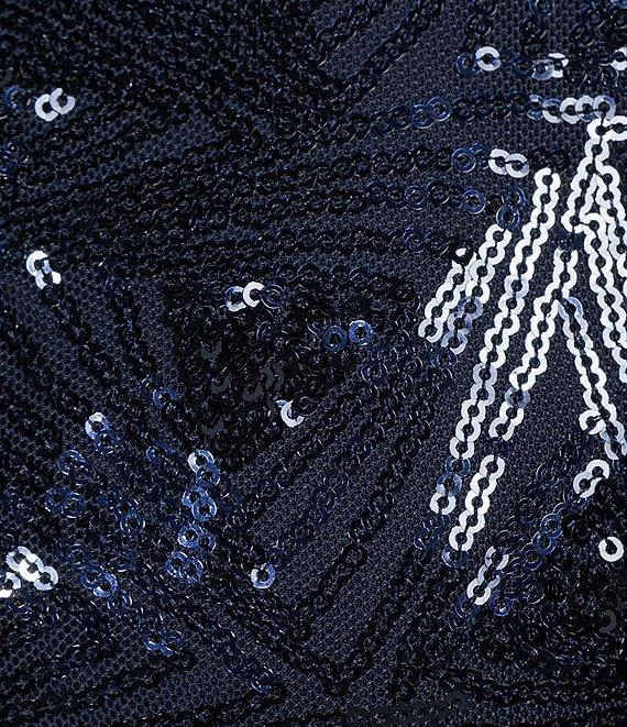 Honey and Rosie One Shoulder Tank Strap Fitted Short Sequin Dress Product Image