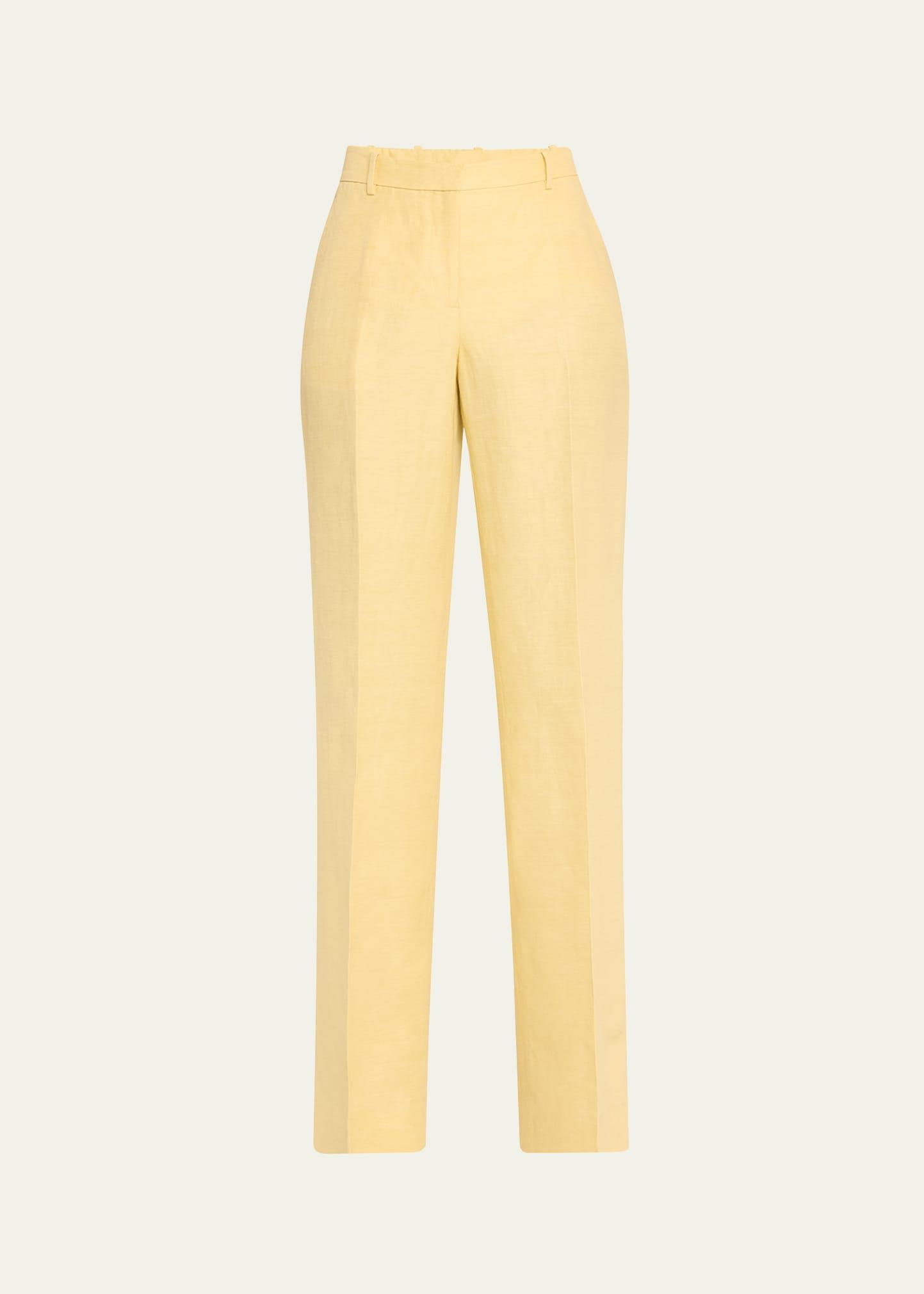 Gates High-Rise Straight-Leg Linen-Blend Pants Product Image