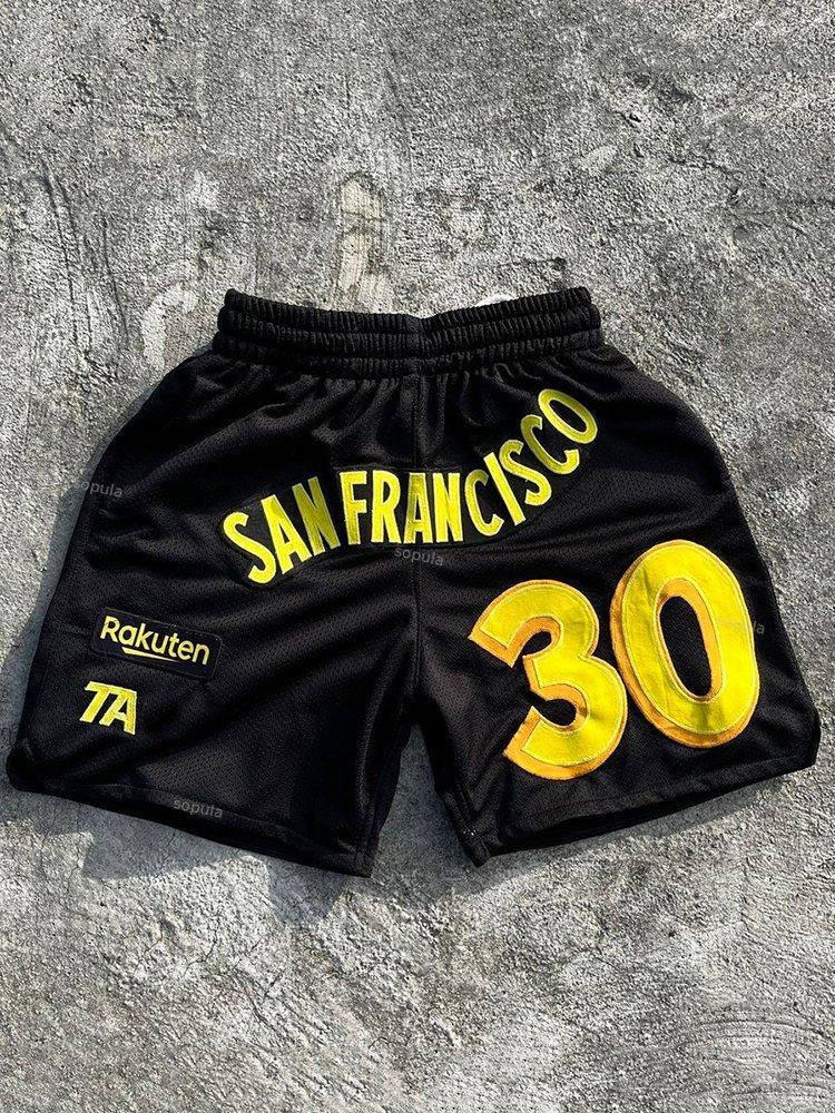 Sportswear Streetwear Gymwear Print Drawstring Mesh Shorts Product Image