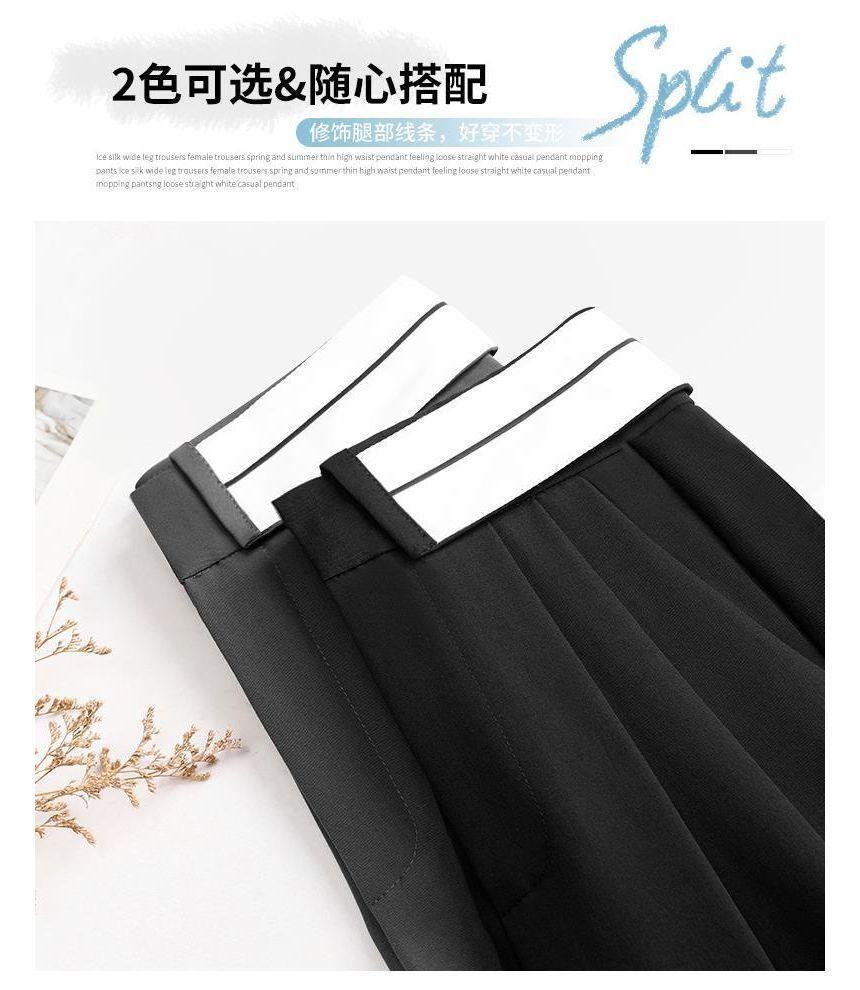 Fold Over High Rise Plain Pleated Wide Leg Pants (Various Designs) Product Image