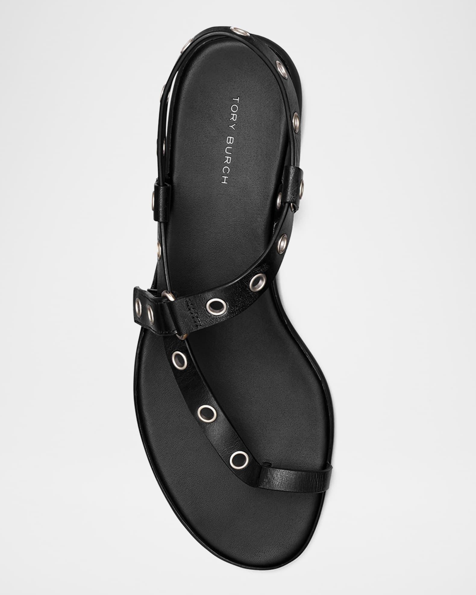 Leather Grommet Toe Ring Sandals Product Image