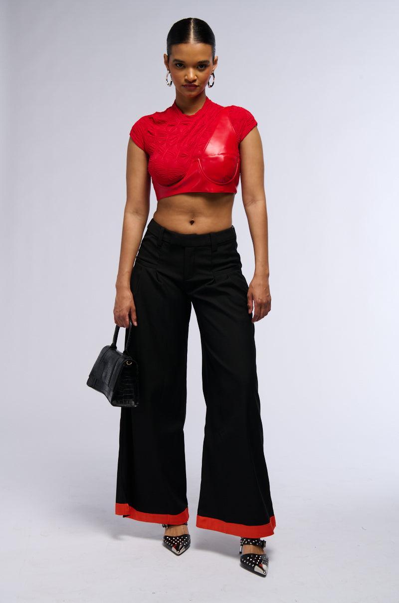 TONIGHT WE DANCE TROUSER IN BLACK RED Product Image