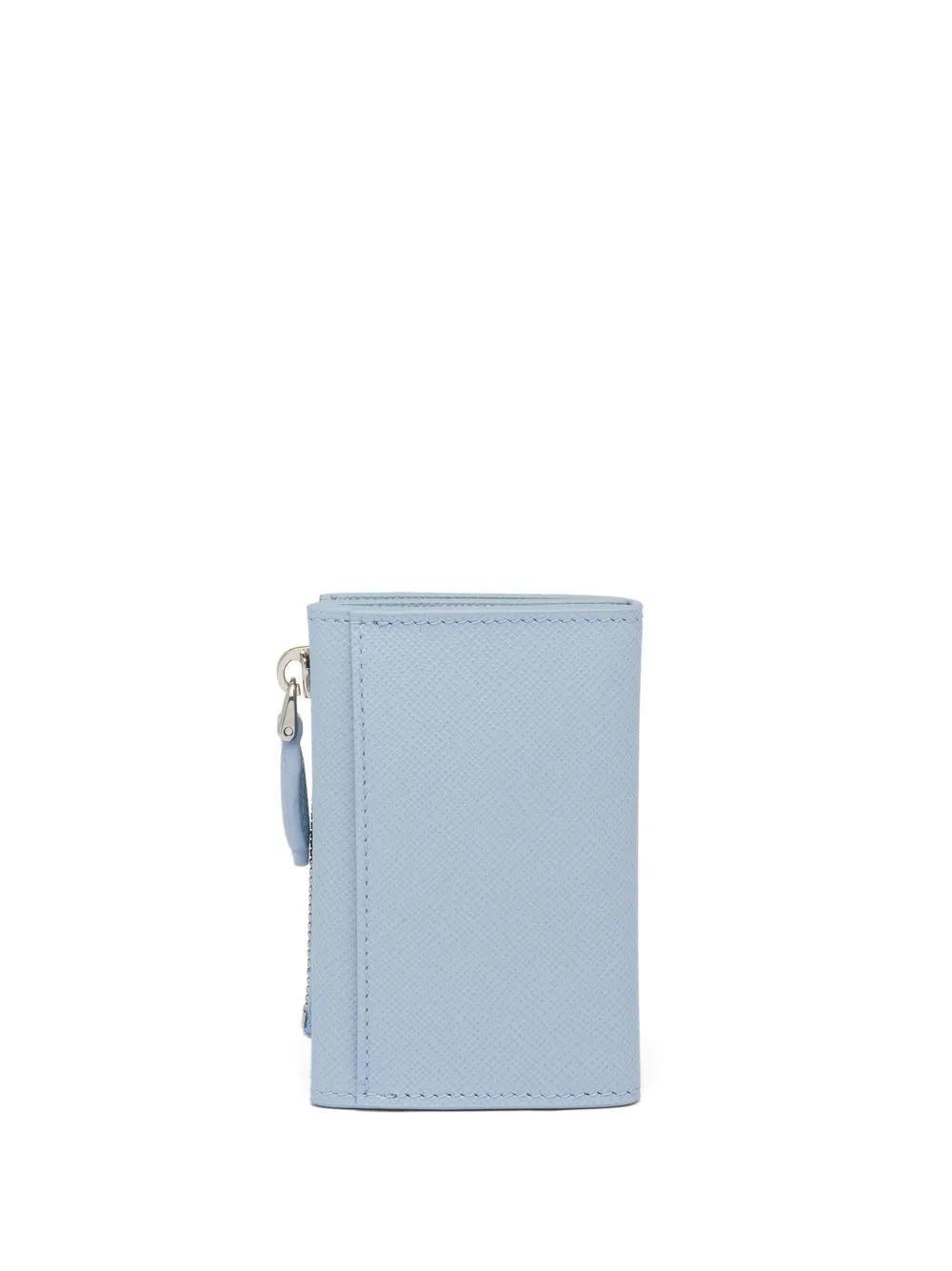 PRADA Logo-plaque Saffiano Leather Cardholder In Blau Product Image