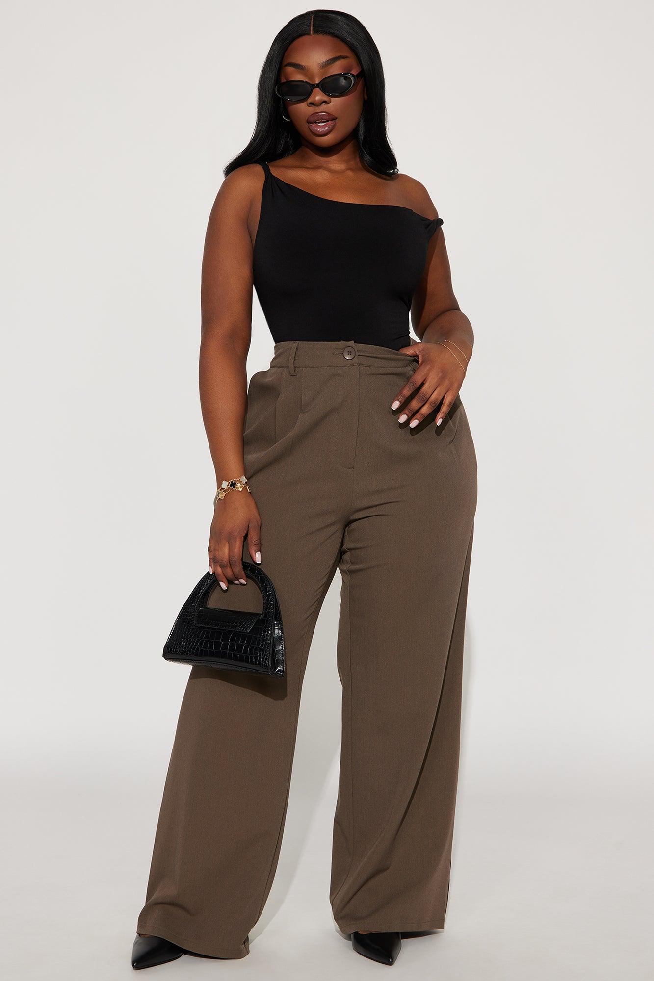 Sabine Contrast Stripe Trouser - Mocha Product Image
