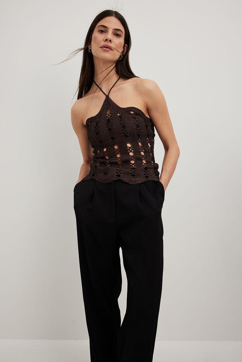 Hole Knitted Halterneck Top Product Image