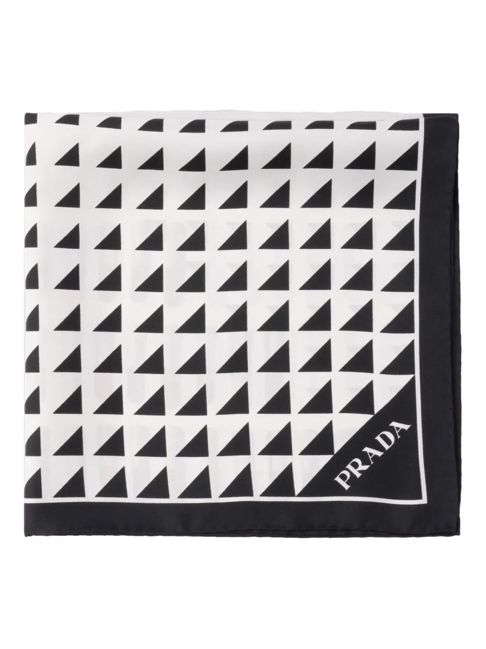 PRADA Printed Silk Scarf In White Product Image