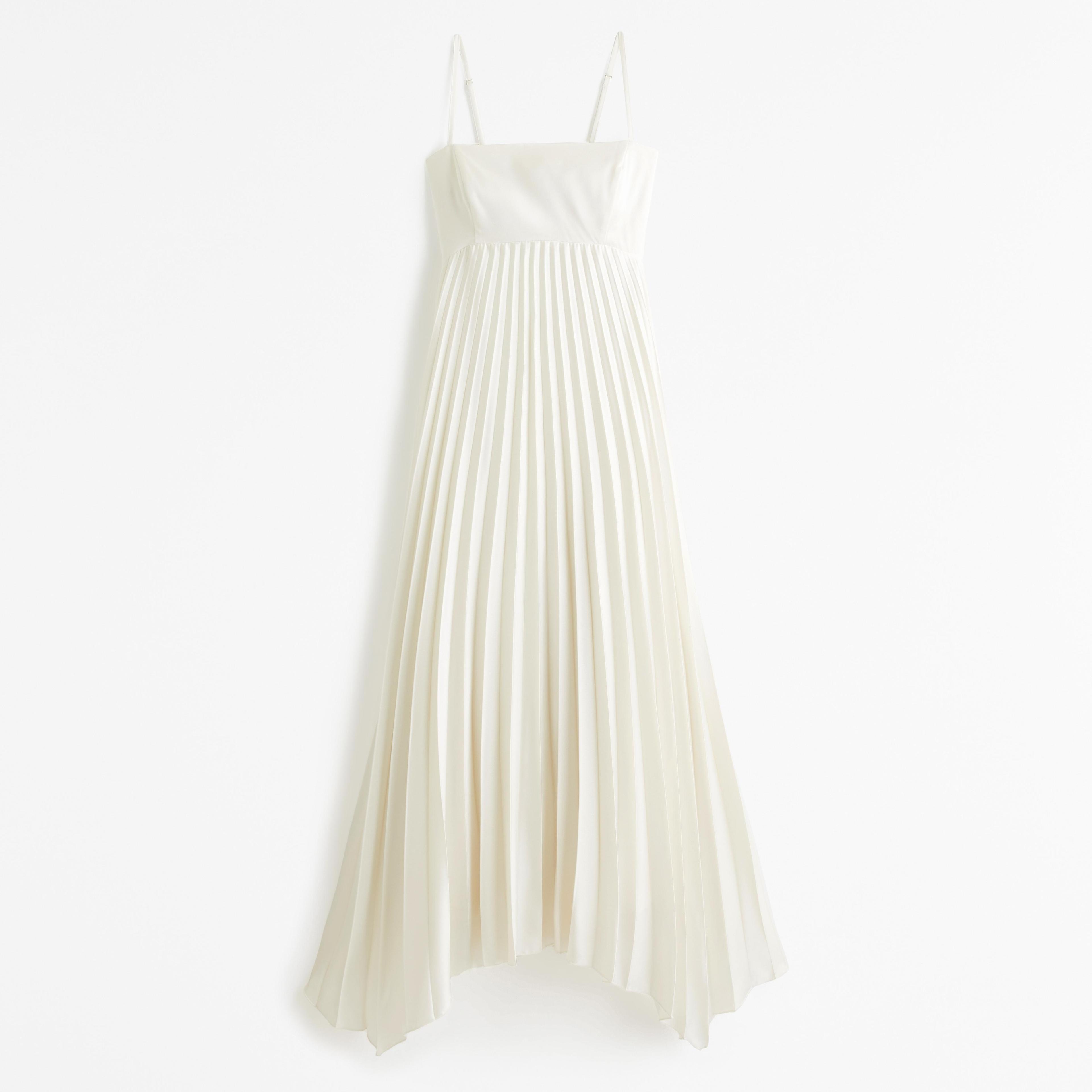 The A&F Giselle Clasp-Back Pleated Midi Dress Product Image