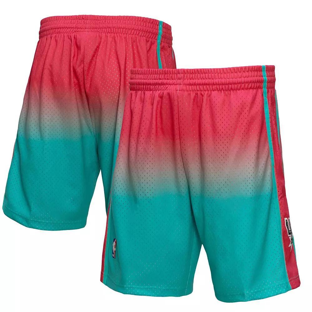 Men's Mitchell & Ness Pink/Teal San Antonio Spurs 1998/99 Hardwood Classics Fadeaway Reload 3.0 Swingman Shorts, Size: Large Product Image