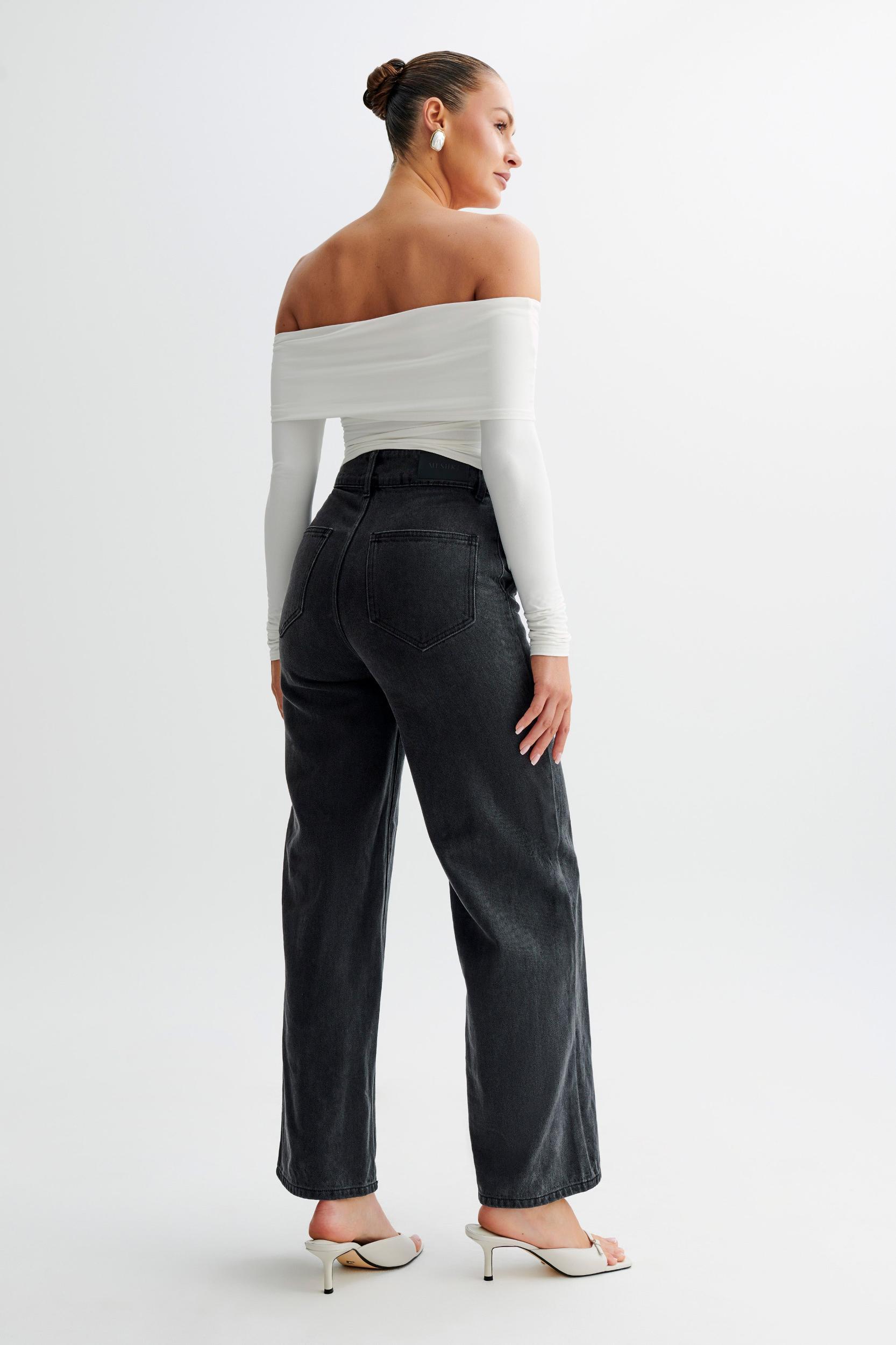 Prue Ruched Off Shoulder Long Sleeve Top - White Product Image